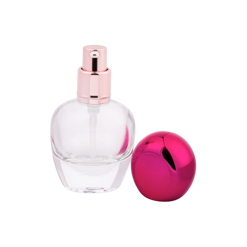Botol minyak wangi kaca 30ml dengan topi abs merah jambu logam