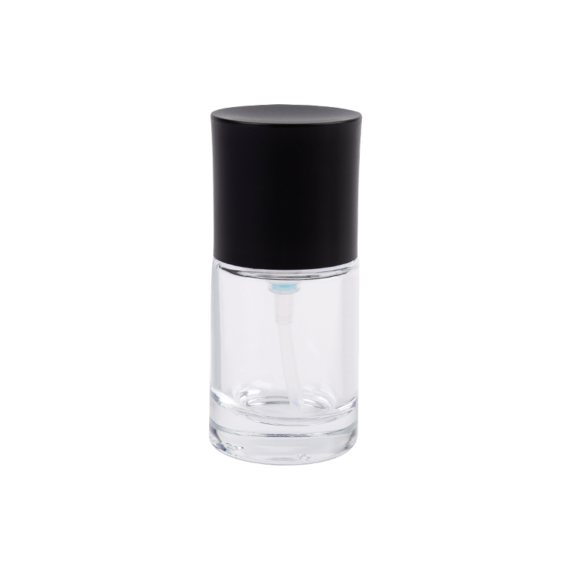 25ml botol semburan kaca jelas dengan topi abs hitam
